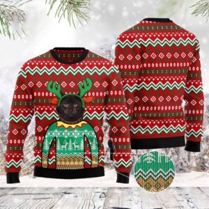 Black Cat Christmas Awesome Ugly Christmas Sweater,&hellip;