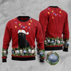 Black Cat Christmas Beauty Ugly Christmas Sweater,&hellip;