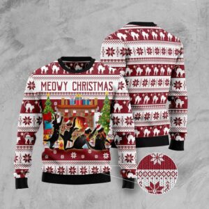Black Cat Christmas Dancing Ugly Christmas Sweater,&hellip;