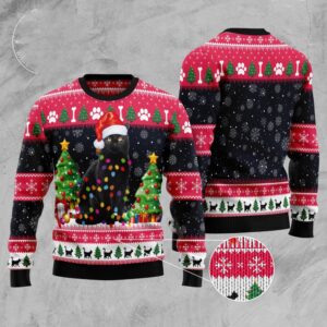 Black Cat Light Ugly Christmas Sweater, Christmas&hellip;