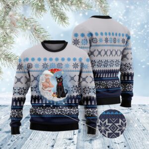 Black Cat Love Santa Moon Ugly Christmas&hellip;