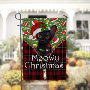 Black Cat Meowy Christmas Garden FlagXmas, Garden&hellip;
