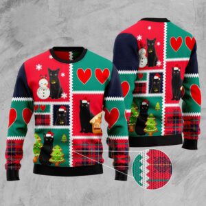 Black Cat Snow Ugly Christmas Sweater, Christmas&hellip;