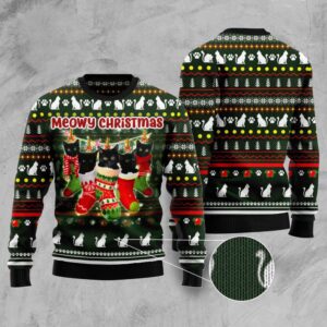 Black Cat Socks Ugly Christmas Sweater, Christmas&hellip;