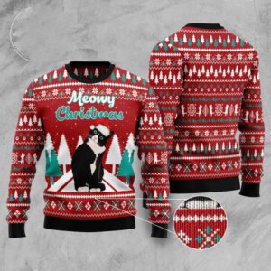 Black Meowy Christmas Ugly Christmas Sweater, Christmas&hellip;