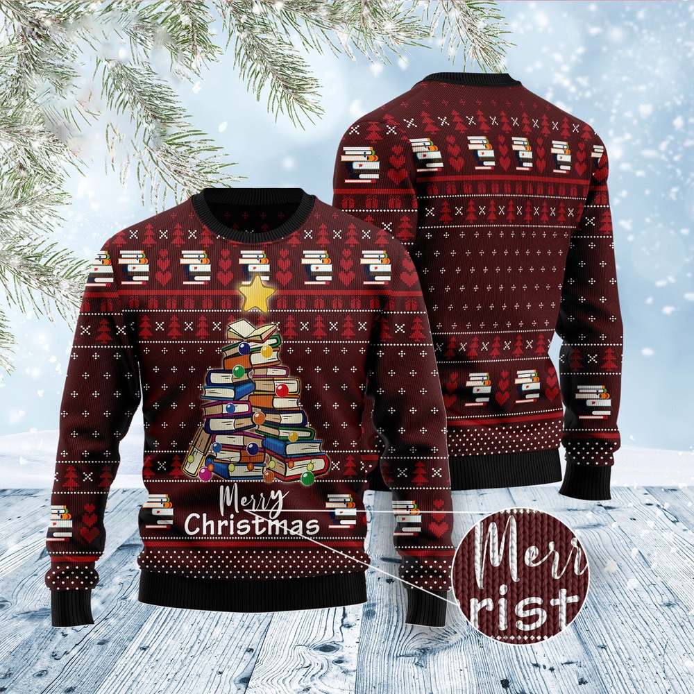 Book Pine Ugly Christmas Sweater, Christmas Sweater, Ugly Sweater, Funny Xmas Sweaters