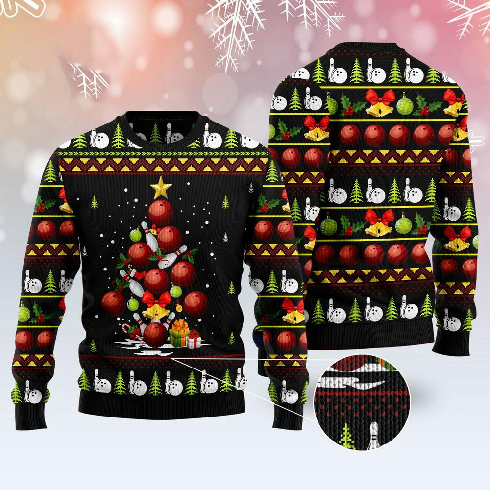 Bowling Christmas Tree Ugly Christmas Sweater, Xmas Tree Sweater, Christmas Sweater
