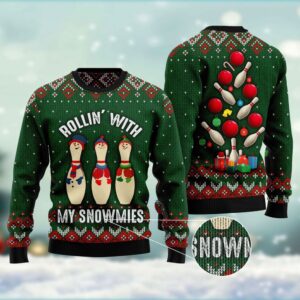 Bowling Rollin With My Snowmies Ugly Christmas&hellip;