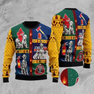 Brave Dalmatian Firefighter Ugly Christmas Sweater, Christmas&hellip;