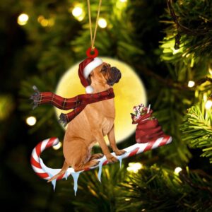 Bull-Mastiff On The Candy Cane Christmas Ornament,&hellip;