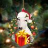 Bull Terrier With Snowman Christmas Ornament, Christmas Ornament, Dog Ornament, Xmas Dog Ornaments