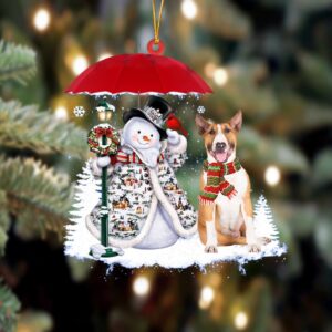 Bull Terrier With Snowman Christmas Ornament, Christmas&hellip;
