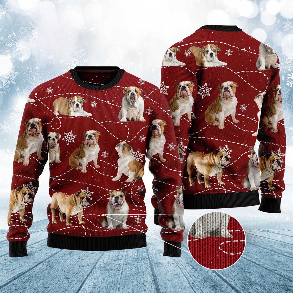 Bulldog Xmas Ugly Christmas Sweater, Dog Ugly Christmas Sweater, Ugly Dog Sweaters