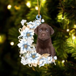 CHOCOLATE Labrador Flowers Moon Ornament, Christmas Ornament,&hellip;