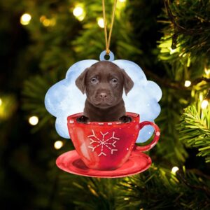 CHOCOLATE Labrador On The Cup Christmas Ornament,&hellip;