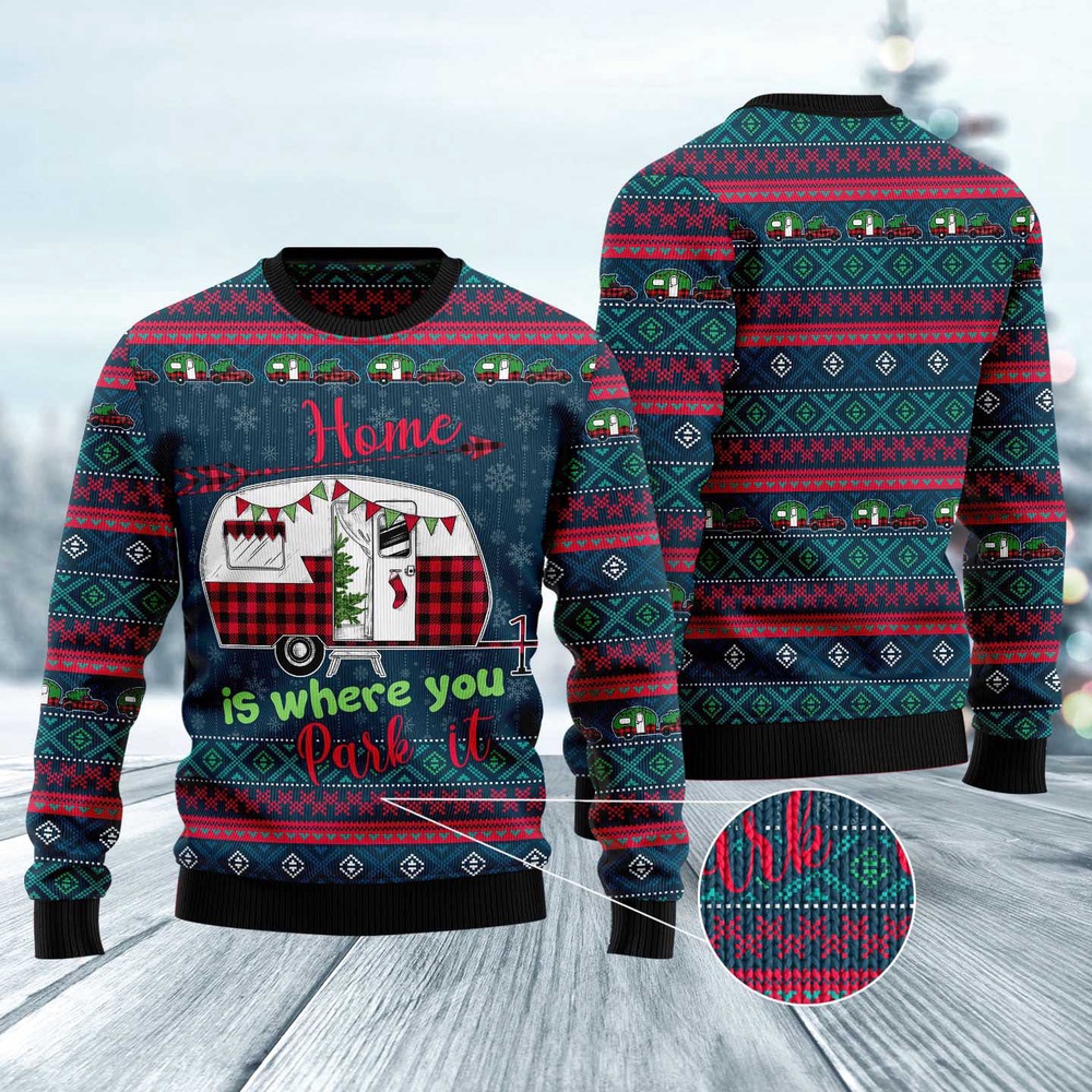 Caravan Home Is Where You Park It Ugly Christmas Sweater, Christmas Sweater, Ugly Sweater, Funny Xmas Sweaters