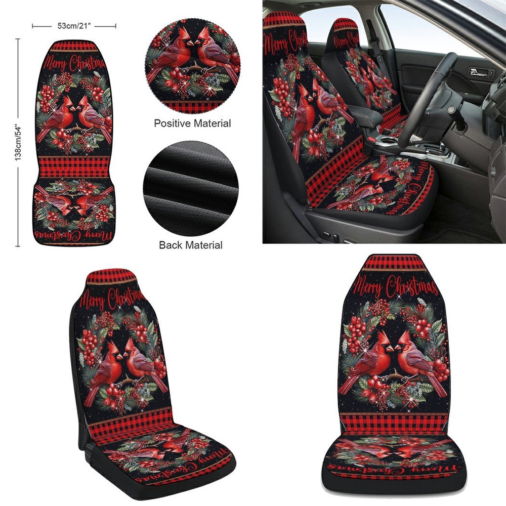 Cardinal Merry Christmas Seat Cover Cars, Christmas Car Seat Cover, Car Seat Cover