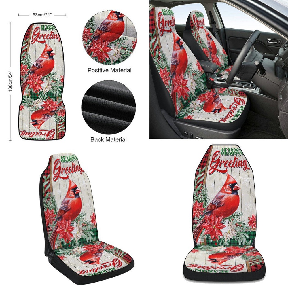 Cardinal Season Greetings Winter Christmas Seat Cover Cars, Christmas Car Seat Cover, Car Seat Cover Cardinal Season Greetings Winter Christmas Seat Cover Cars, Christmas Car Seat Cover, Car Seat Cover