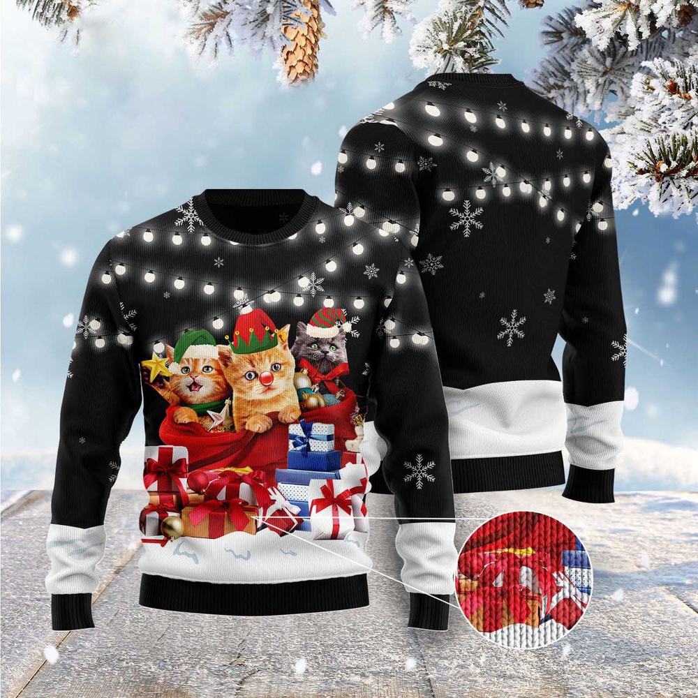 Cat Gifts Noel Ugly Christmas Sweater, Christmas Cat Ugly Sweater, Ugly Cat Xmas Sweater