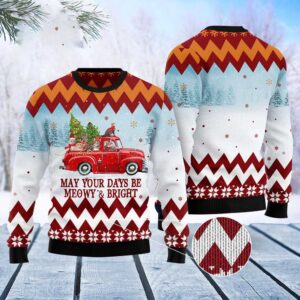 Cat Red Truck Ugly Christmas Sweater, Christmas&hellip;