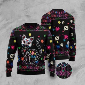 Cat Sugar Skull Ugly Christmas Sweater, Christmas&hellip;