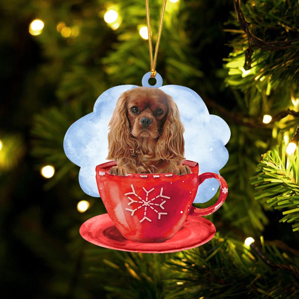 Cavalier King Charles Spaniel On The Cup Christmas Ornament, Christmas Ornament, Dog Ornament, Xmas Dog Ornaments