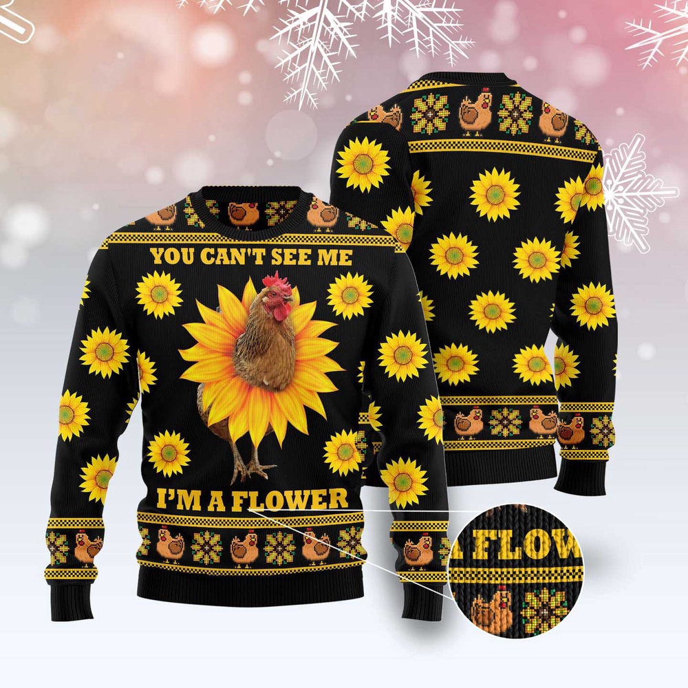 Chicken Flower Ugly Christmas Sweater, Christmas Sweater, Ugly Sweater, Funny Xmas Sweaters