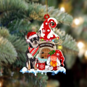 Chihuahua-3 With Mushroom House Christmas Ornament, Christmas&hellip;