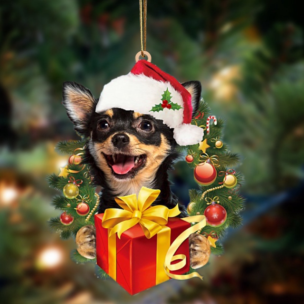 Chihuahua-Dogs give gifts Hanging Ornament, Christmas Ornament, Dog Ornament, Xmas Dog Ornaments
