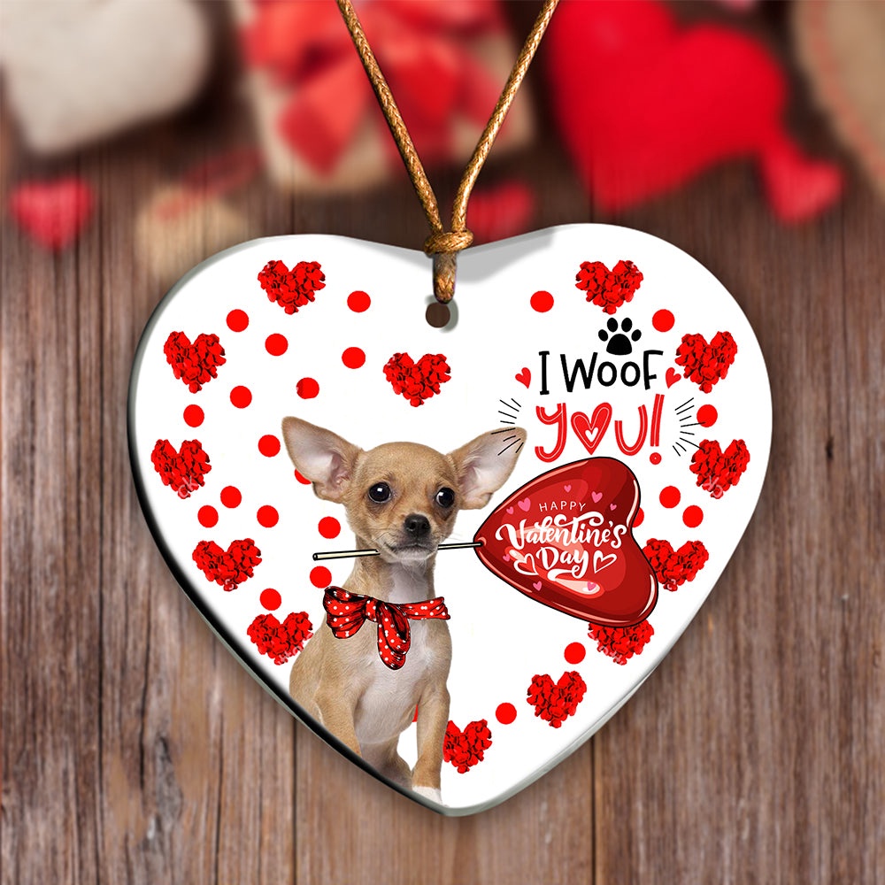 Chihuahua2 Happy Valentine’s Day Ornament, Christmas Ornament, Dog Ornament, Xmas Dog Ornaments