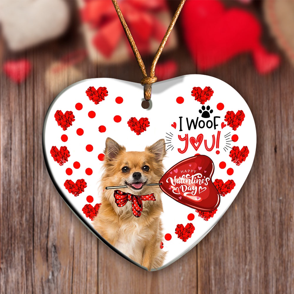Chihuahua3 Happy Valentine’s Day Ornament, Christmas Ornament, Dog Ornament, Xmas Dog Ornaments