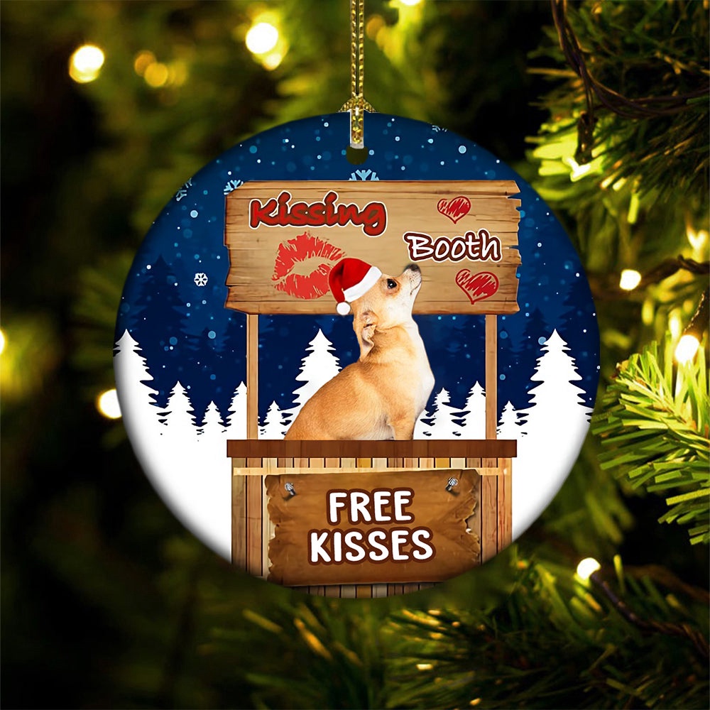 Chihuahua 1 Kissing Booth Christmas Ornament, Christmas Ornament, Dog Ornament, Xmas Dog Ornaments