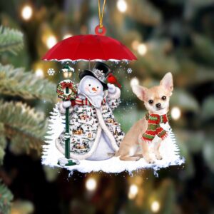 Chihuahua 2 With Snowman Christmas Ornament, Christmas&hellip;