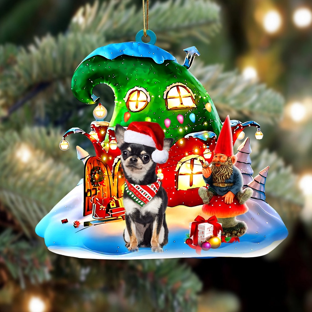 Chihuahua 3 With Rudolph’s House Christmas Ornament, Christmas Ornament, Dog Ornament, Xmas Dog Ornaments
