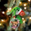 Chihuahua Flowers Moon Ornament, Christmas Ornament, Dog Ornament, Xmas Dog Ornaments