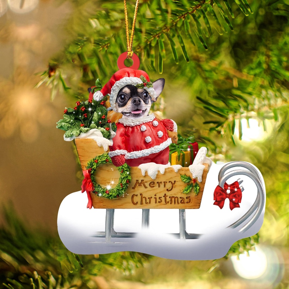 Chihuahua Merry Christmas Ornament, Christmas Ornament, Dog Ornament, Xmas Dog Ornaments