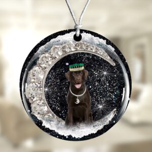 Chocolate-Labrador With Crown Diamond Ornament, Christmas Ornament,&hellip;