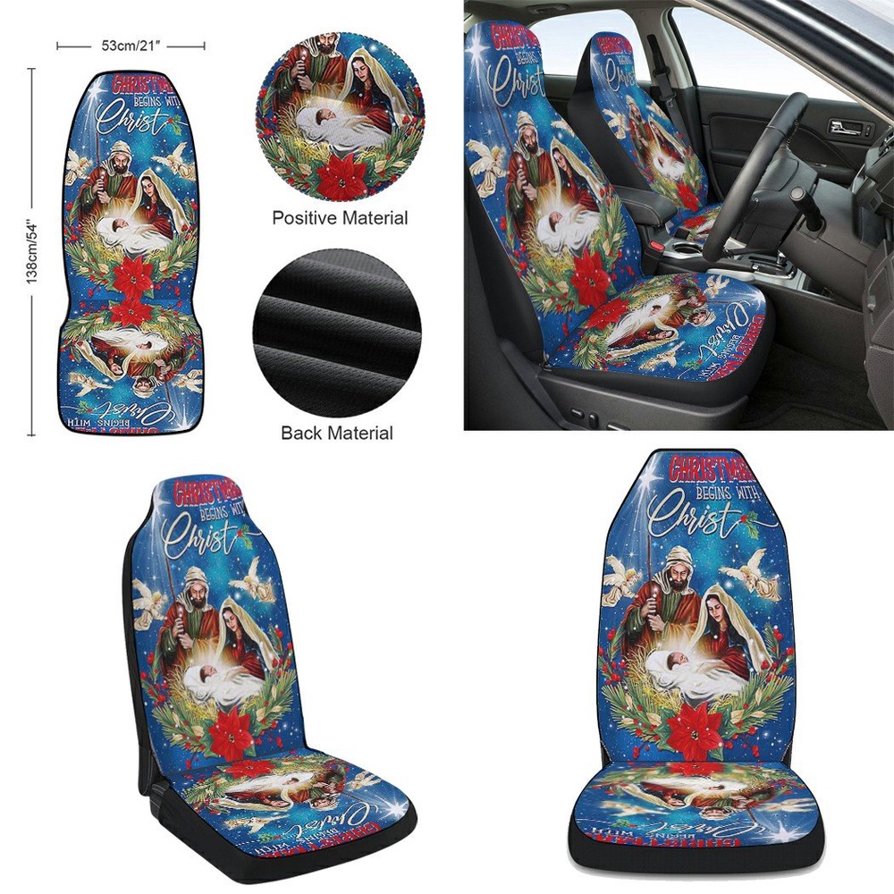 Christmas Begins With Christ4 Seat Cover Cars, Christmas Car Seat Cover, Car Seat Cover