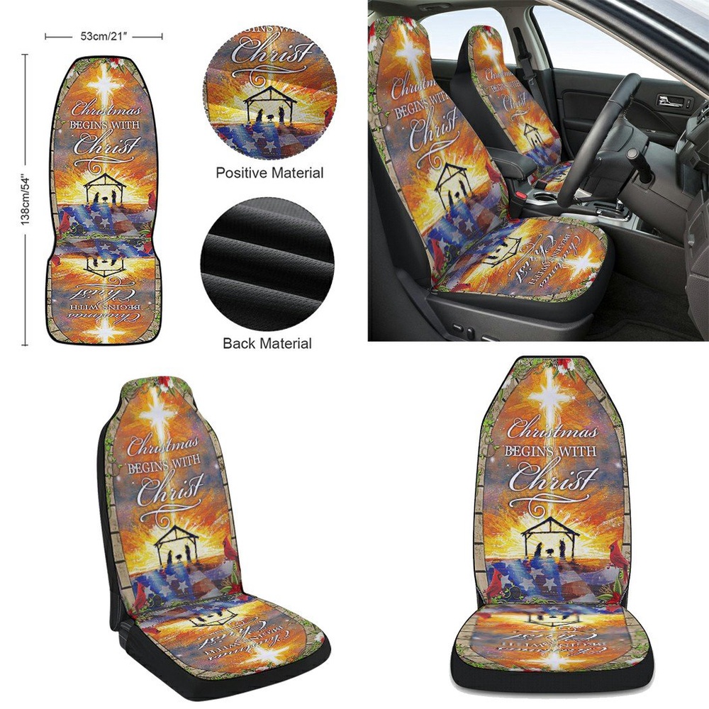 Christmas Begins With Christ Seat Cover Cars, Christmas Car Seat Cover, Car Seat Cover