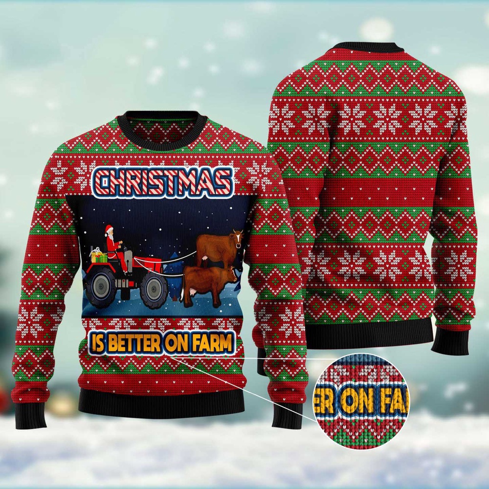 Christmas Is Better On Farm Ugly Christmas Sweater, Christmas Sweater, Ugly Sweater, Funny Xmas Sweaters
