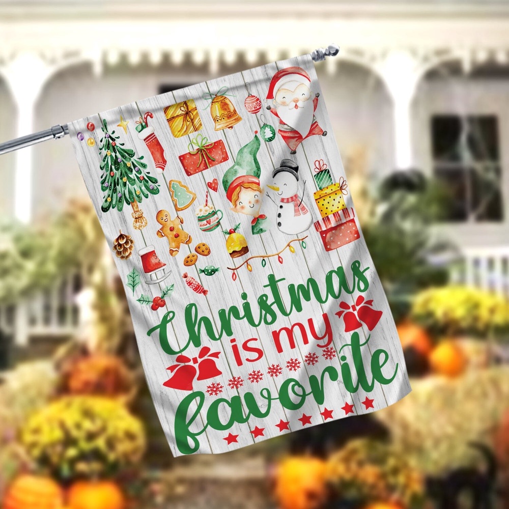 Christmas Is My Favorite Garden FlagXmas, Garden Flags, Outdoor Xmas Flags, Christmas Flag Outdoor