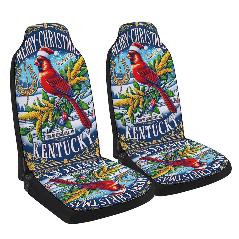 Christmas Kentucky State Merry Christmas From the Bluegrass State Seat Cover Cars, Christmas Car Seat Cover, Car Seat Cover