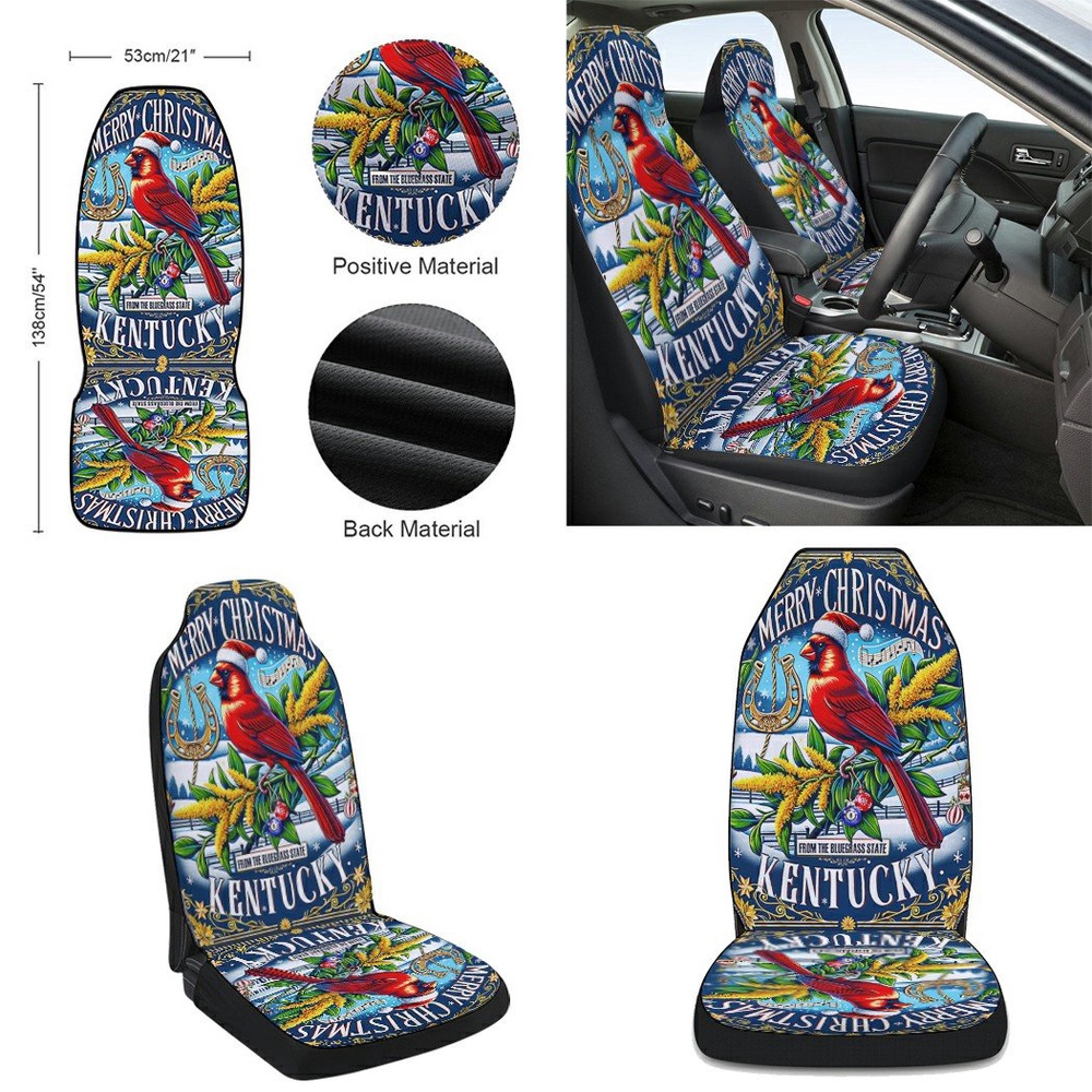 Christmas Kentucky State Merry Christmas From the Bluegrass State Seat Cover Cars, Christmas Car Seat Cover, Car Seat Cover