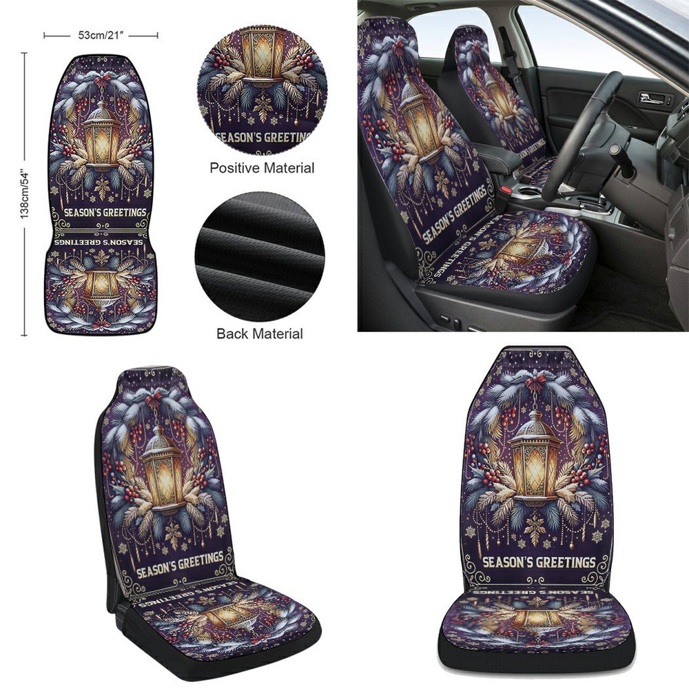 Christmas Lantern Season Greetings Seat Cover Cars, Christmas Car Seat Cover, Car Seat Cover