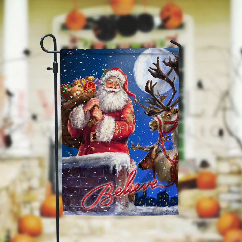 Christmas Santa Claus Garden FlagXmas, Garden Flags, Outdoor Xmas Flags, Christmas Flag Outdoor