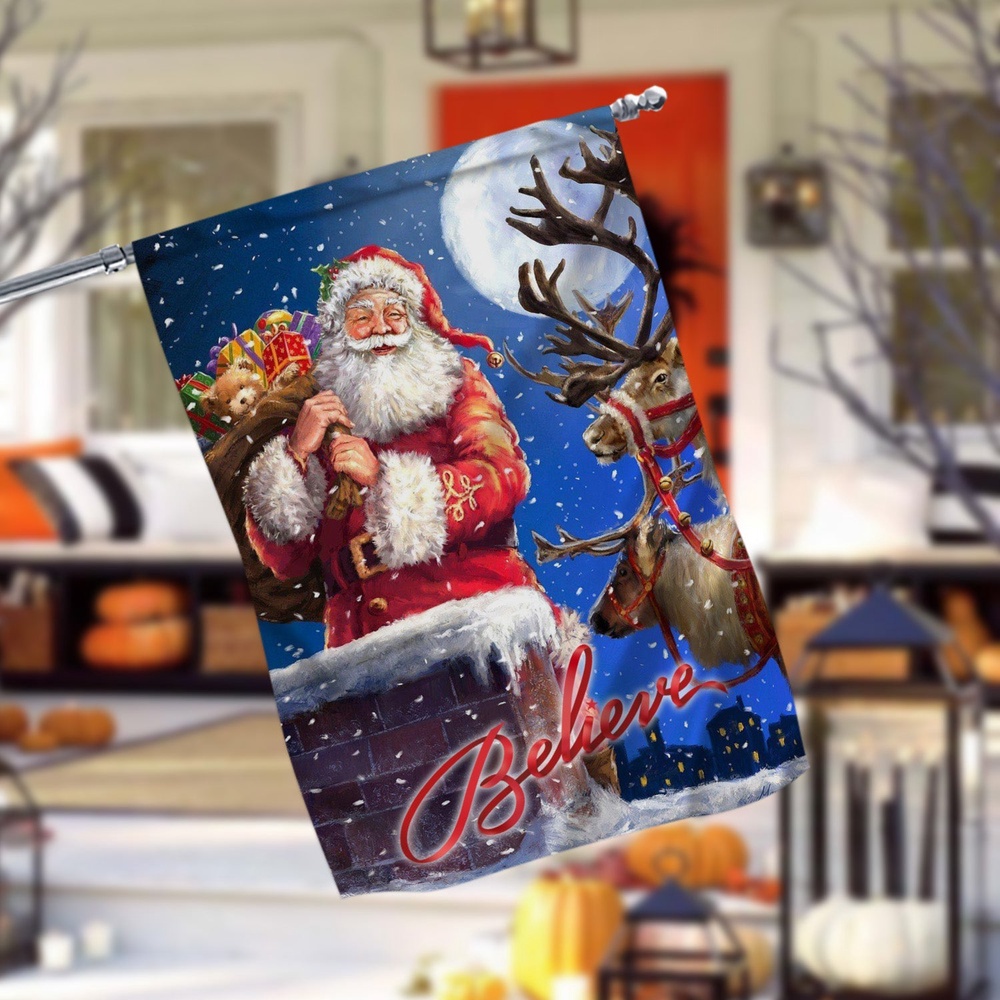 Christmas Santa Claus Garden FlagXmas, Garden Flags, Outdoor Xmas Flags, Christmas Flag Outdoor
