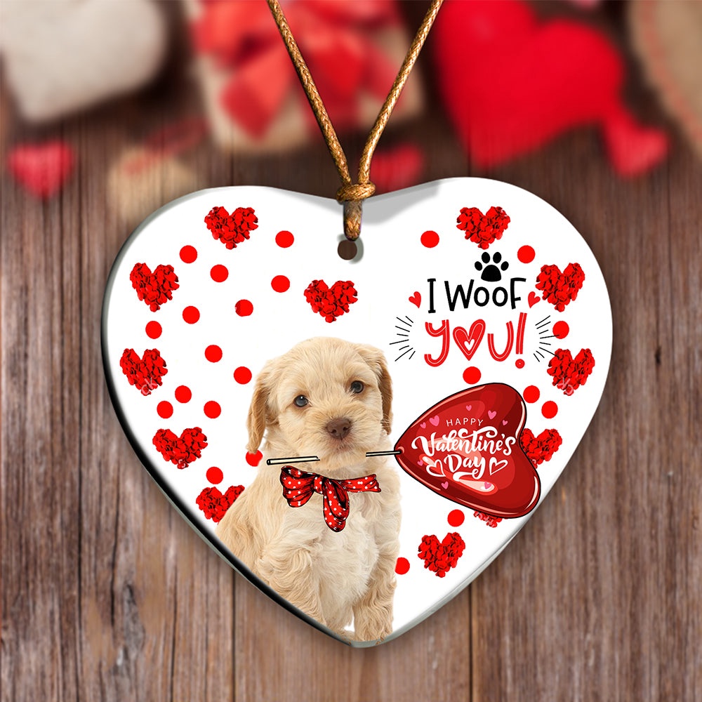 Cockapoo Happy Valentine’s Day Ornament, Christmas Ornament, Dog Ornament, Xmas Dog Ornaments