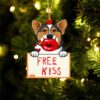 Corgi With Red Truck Christmas Ornament, Christmas Ornament, Dog Ornament, Xmas Dog Ornaments