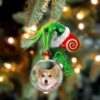 Corgi Happy Valentine’s Day Ornament, Christmas Ornament, Dog Ornament, Xmas Dog Ornaments