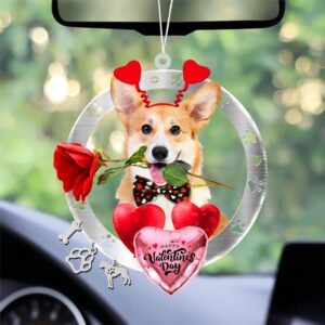 Corgi With Rose & Heart Balloon Ornament,&hellip;